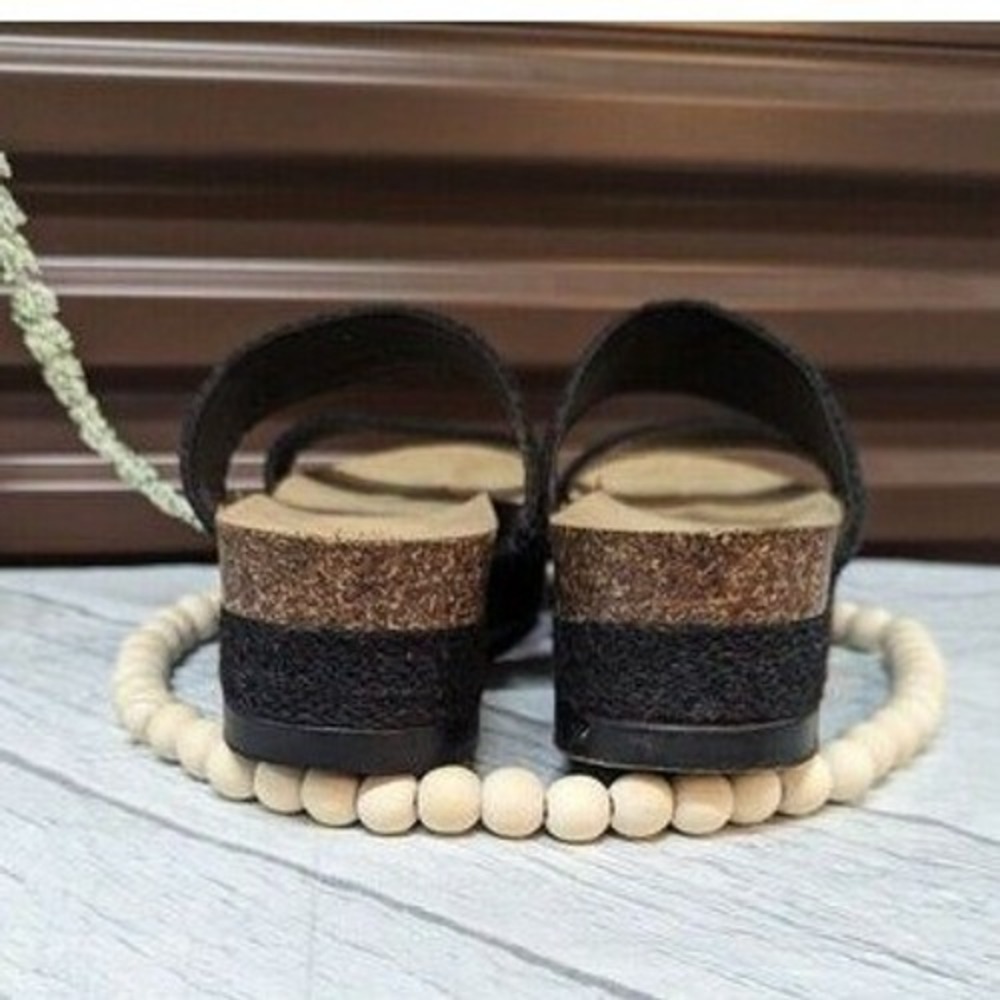 Coastal Boho BP Tenley Cork Platform Sandals Black Double Strap‎ Women's 8 - Picture 5 of 8